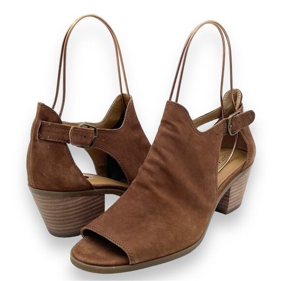 Lucky Brand Bannah Open Toe Sandal CutOut Booties in Walnut Brown Suede Size 7.5 - Picture 16 of 16